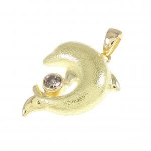 K18YG ドルフィン ダイヤモンド ペンダント 0.2CT