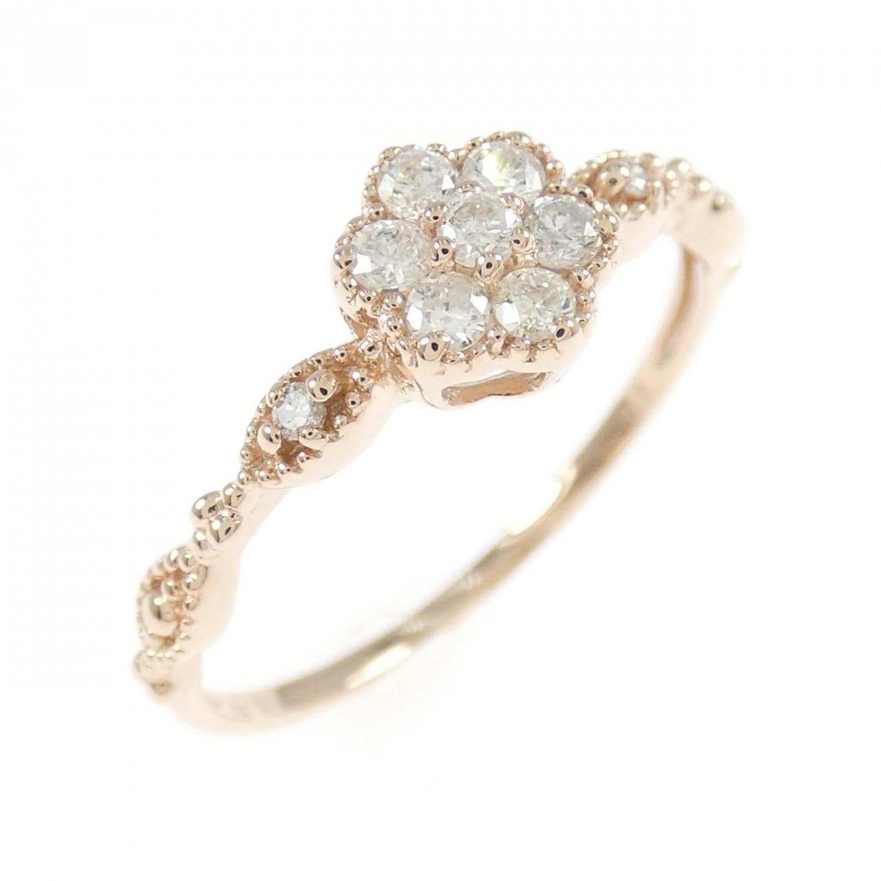 K10PG フラワー ダイヤモンド リング 0.17CT