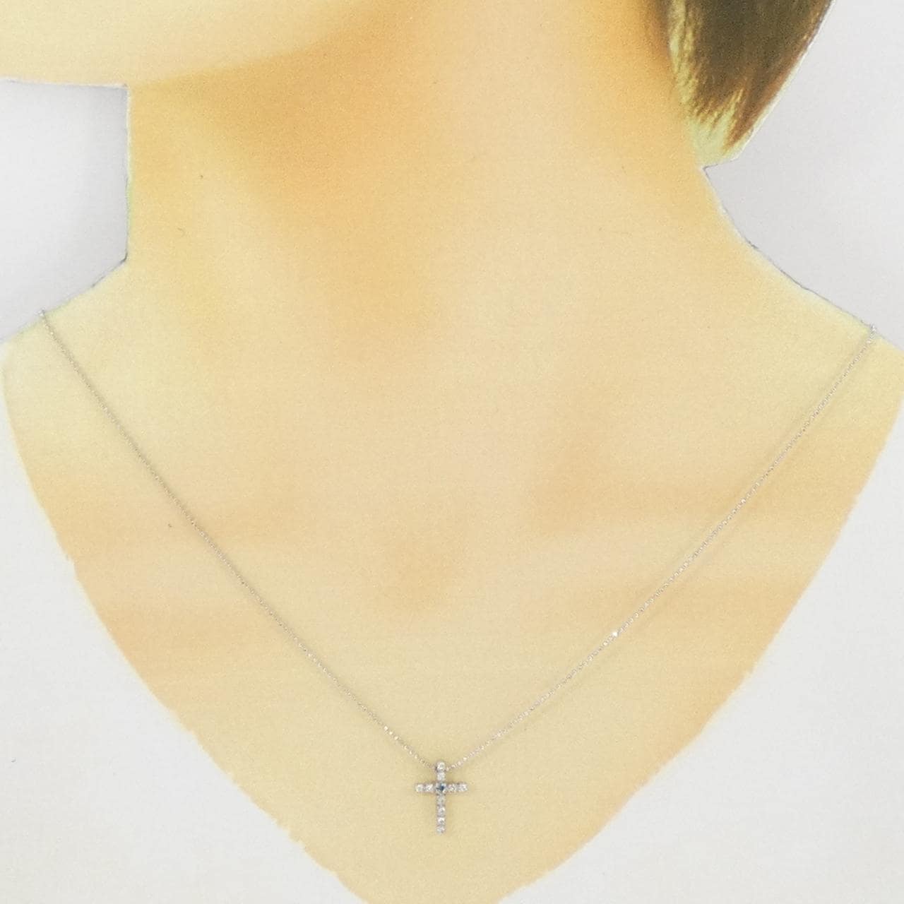 K18WG クロス ダイヤモンド ネックレス 0.10CT