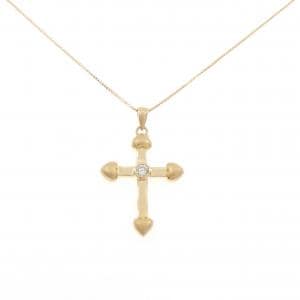 K18YG クロス ダイヤモンド ネックレス 0.15CT