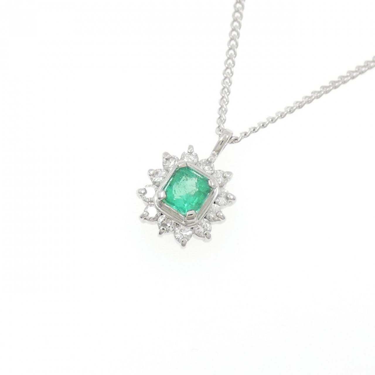 PT900/PT850 エメラルド ネックレス 0.30CT