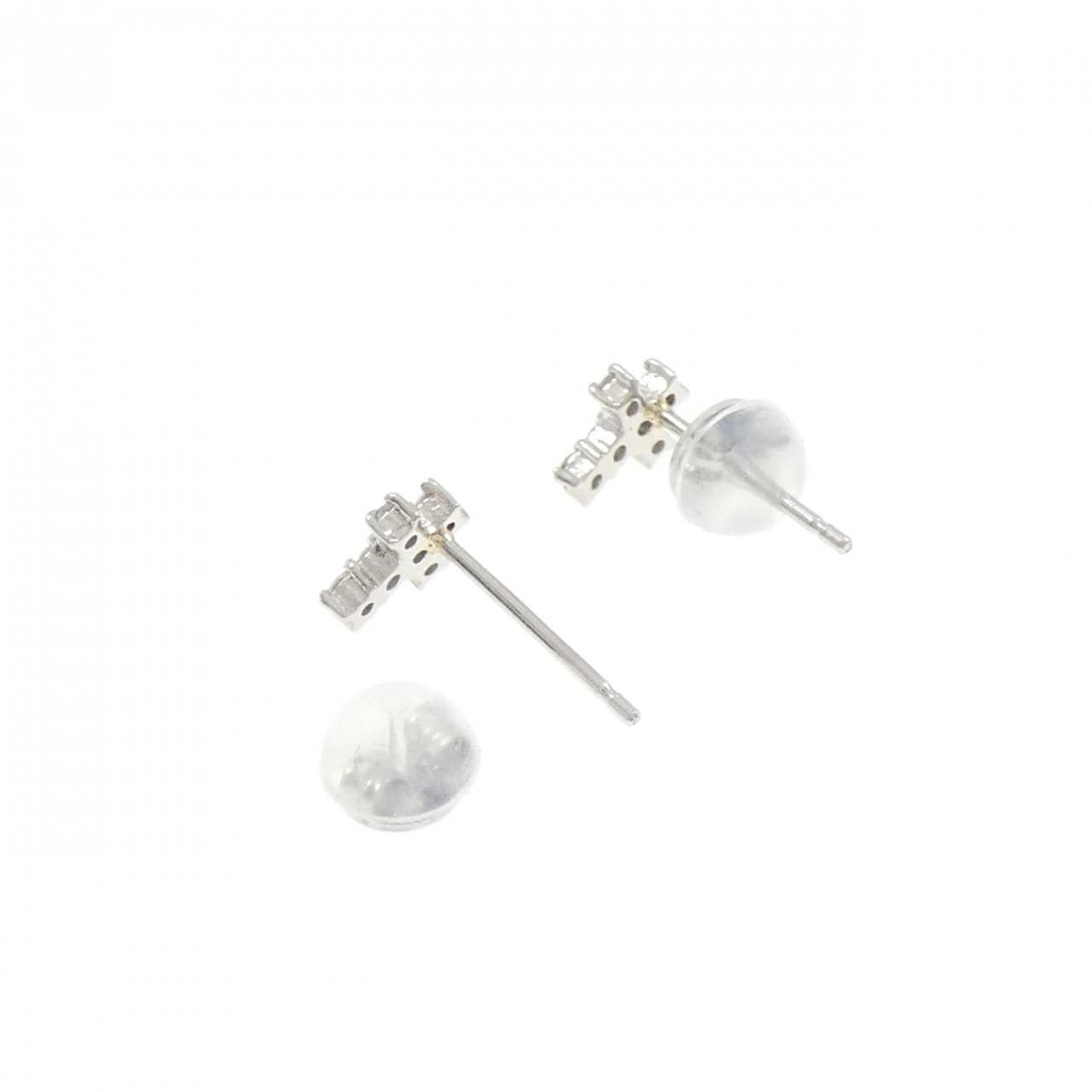 PT/PT900 クロス ダイヤモンド ピアス 0.12CT