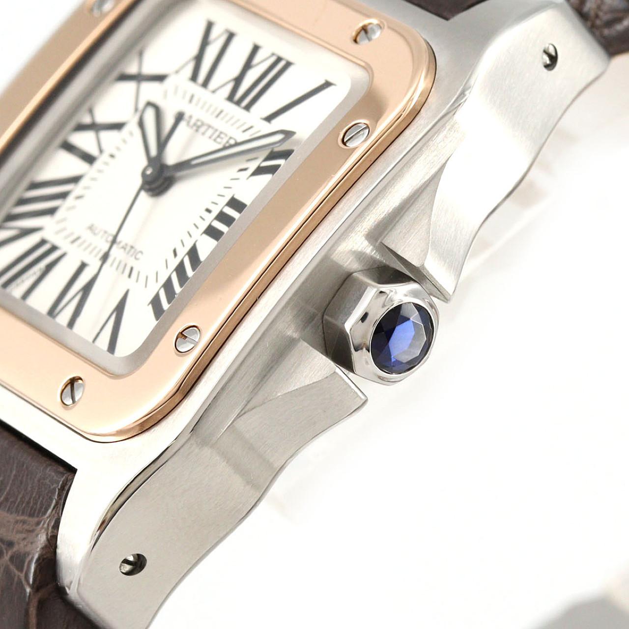 カルティエ サントス100 MM PGコンビ W20107X7 SSxPG 自動巻