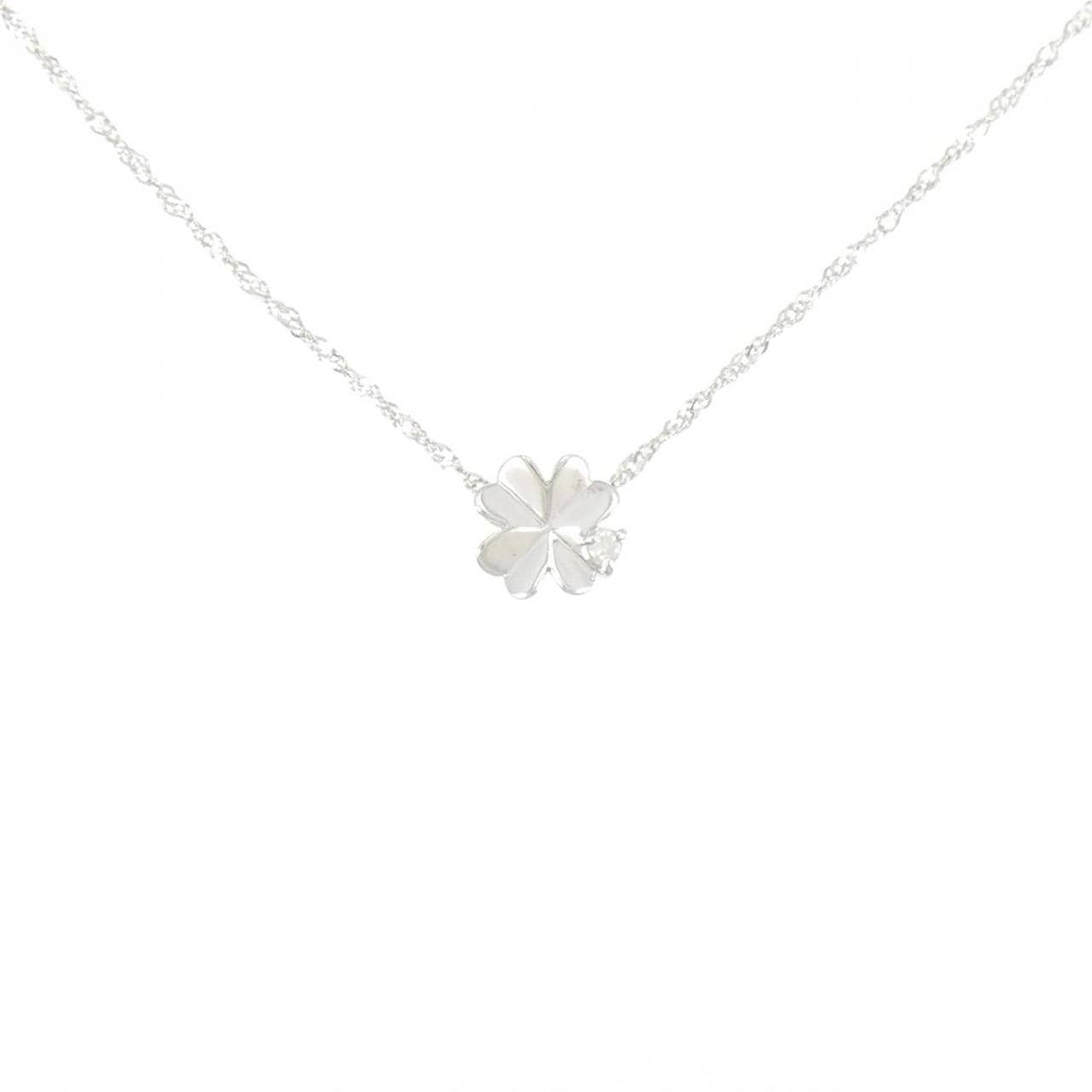 K18WG Clover Diamond Necklace 0.02CT