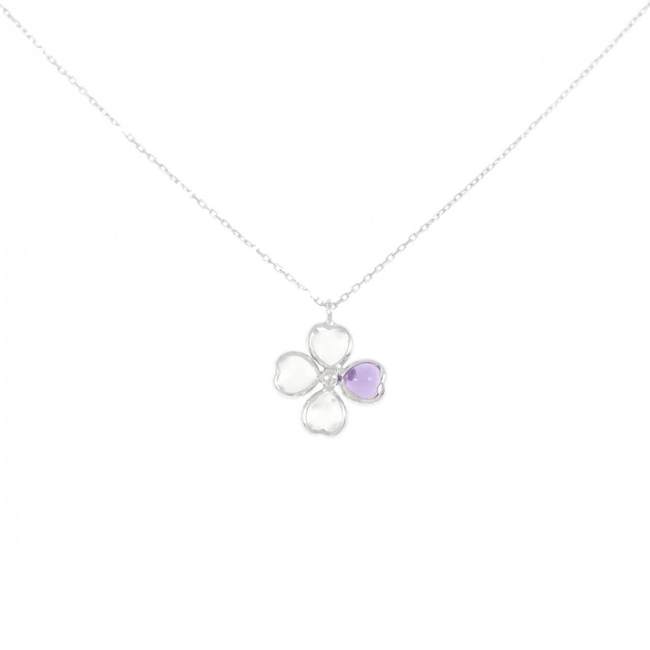 [BRAND NEW] K10WG Flower Moonstone Necklace