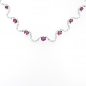 K18WG ルビー ネックレス 8.00CT