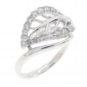 K18WG リーフ ダイヤモンド リング 0.55CT