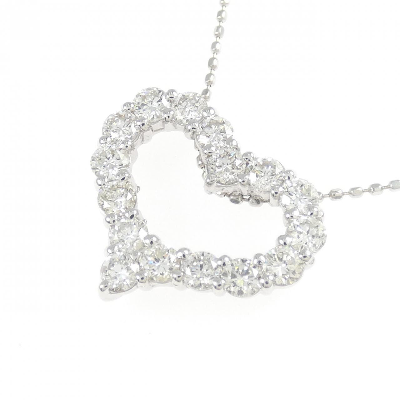 K18WG ハート ダイヤモンド ネックレス 1.00CT