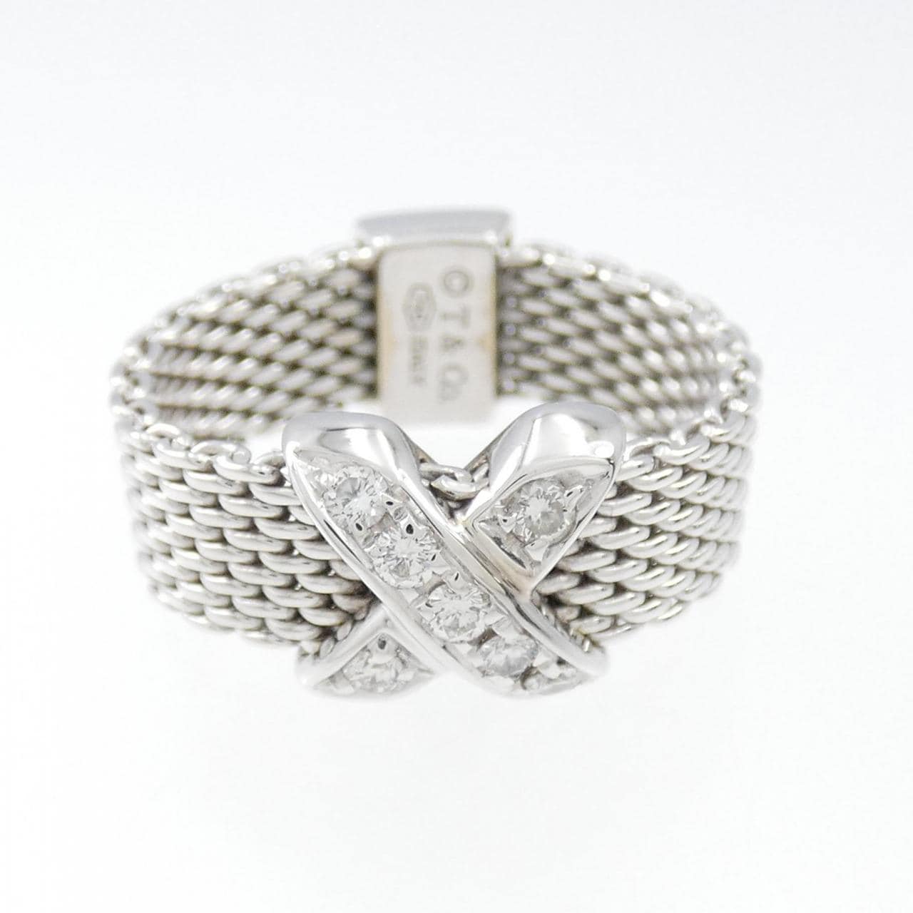 Tiffany and Co. Silver Mesh Somerset Band Ring with 4 Diamonds at 1stDibs | tiffany  mesh ring with diamonds, tiffany somerset ring with diamonds, tiffany mesh  diamond ring