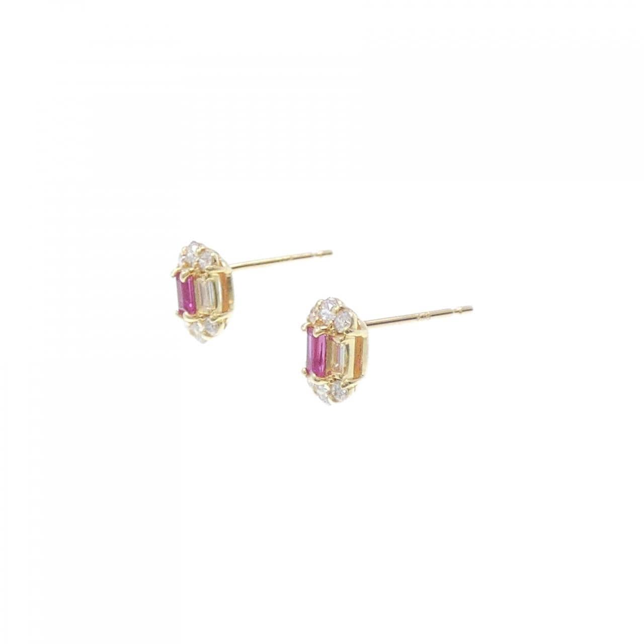 [BRAND NEW] K18YG ruby earrings 0.17CT