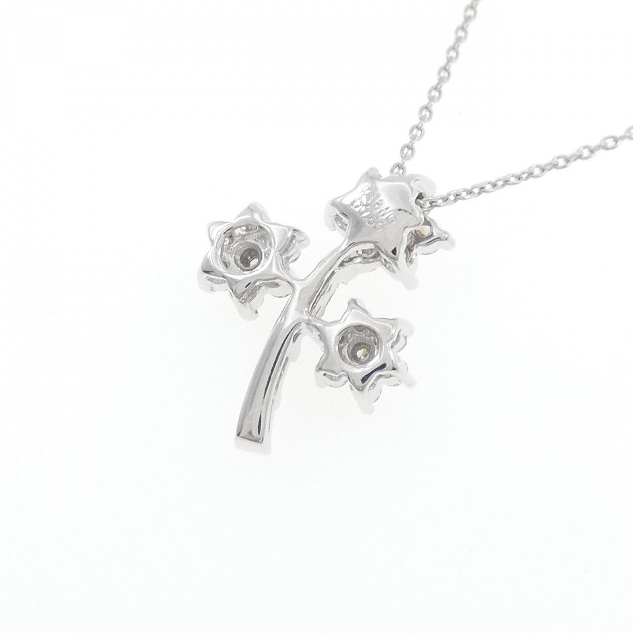K18WG フラワー ダイヤモンド ネックレス 0.60CT