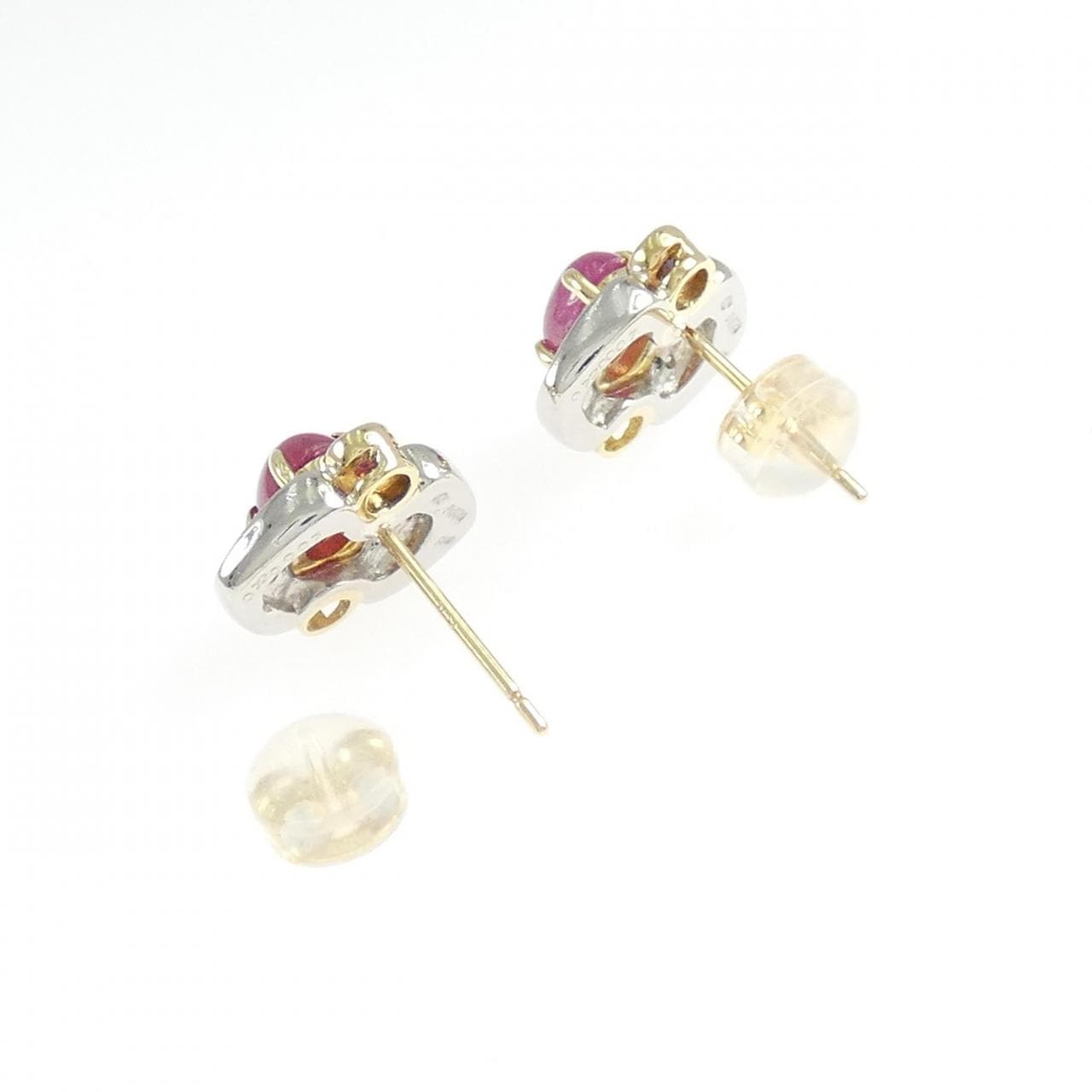 K18YG/PT900 ルビー ピアス 1.44CT