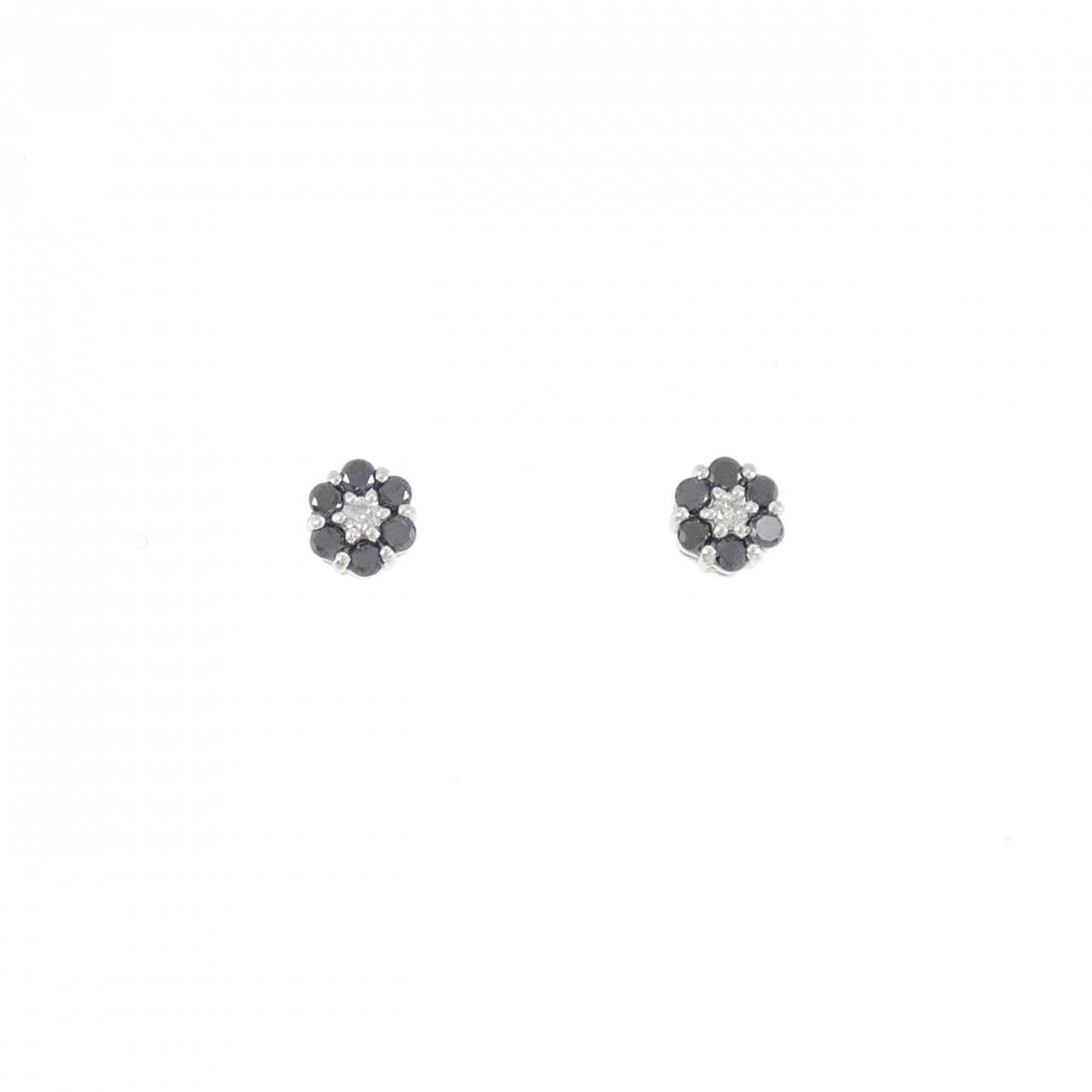 K18WG フラワー ダイヤモンド ピアス 0.20CT