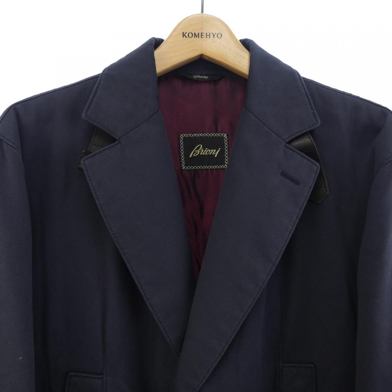 イタリア製 Brioni ブリオーニ ヘリンボーン ツイード コート ネイビー