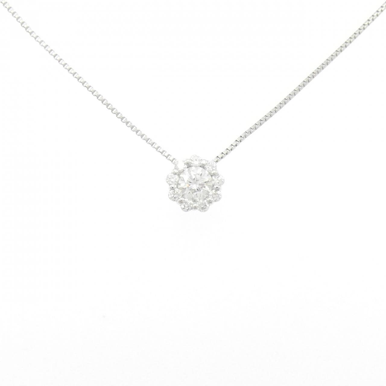 K18WG フラワー ダイヤモンド ネックレス 0.40CT