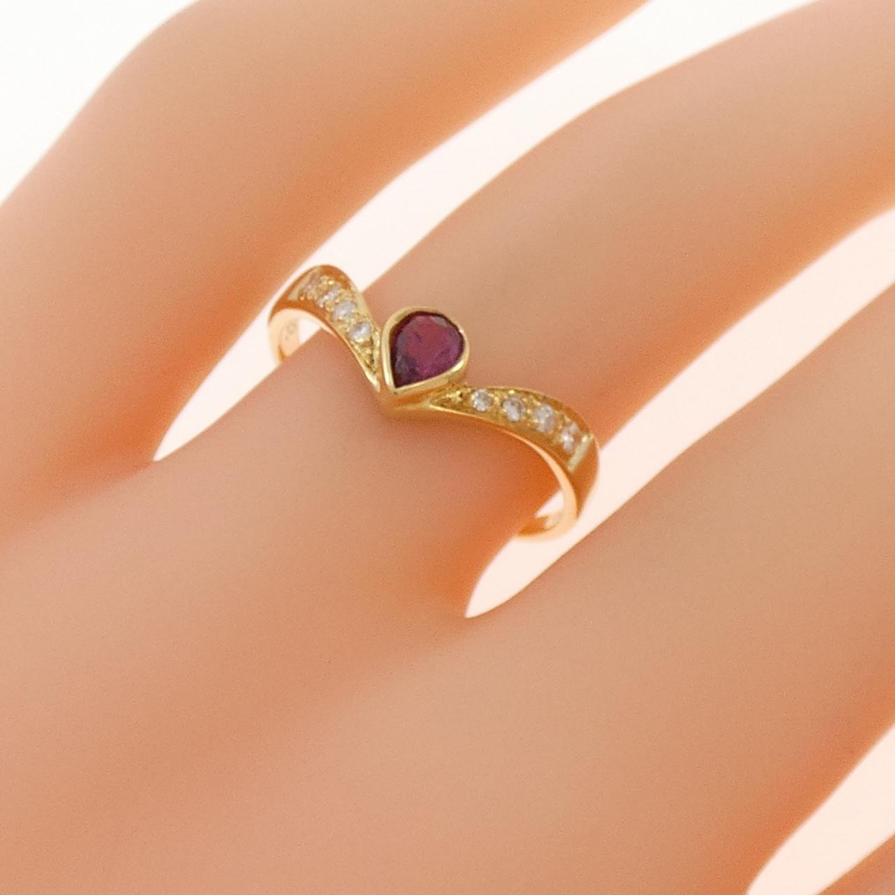 K18YG ルビー リング 0.22CT