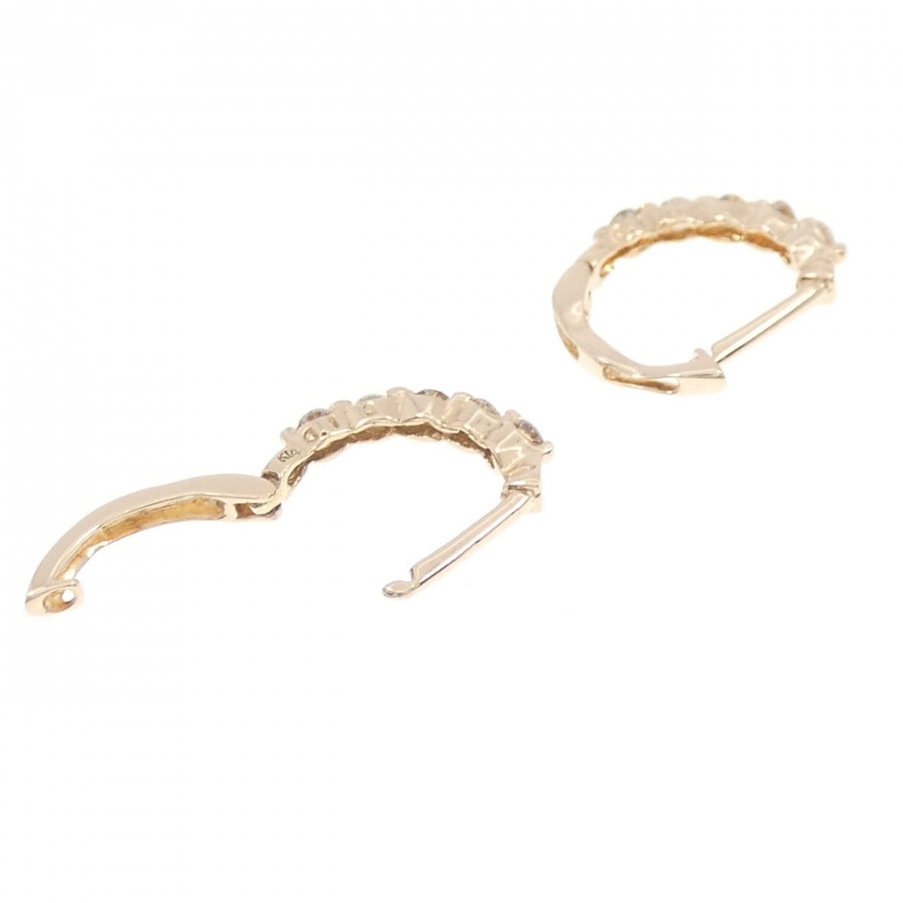 K14PG ダイヤモンド フープ ピアス 0.20CT