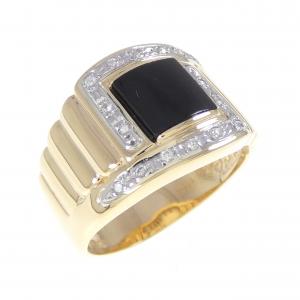 K18YG/PT900 オニキス リング