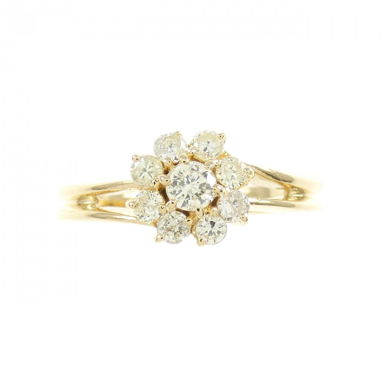 K18YG フラワー ダイヤモンド リング 0.32CT