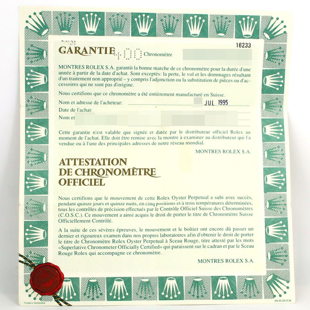 ロレックス デイトジャスト 16233 SSxYG 自動巻 S番