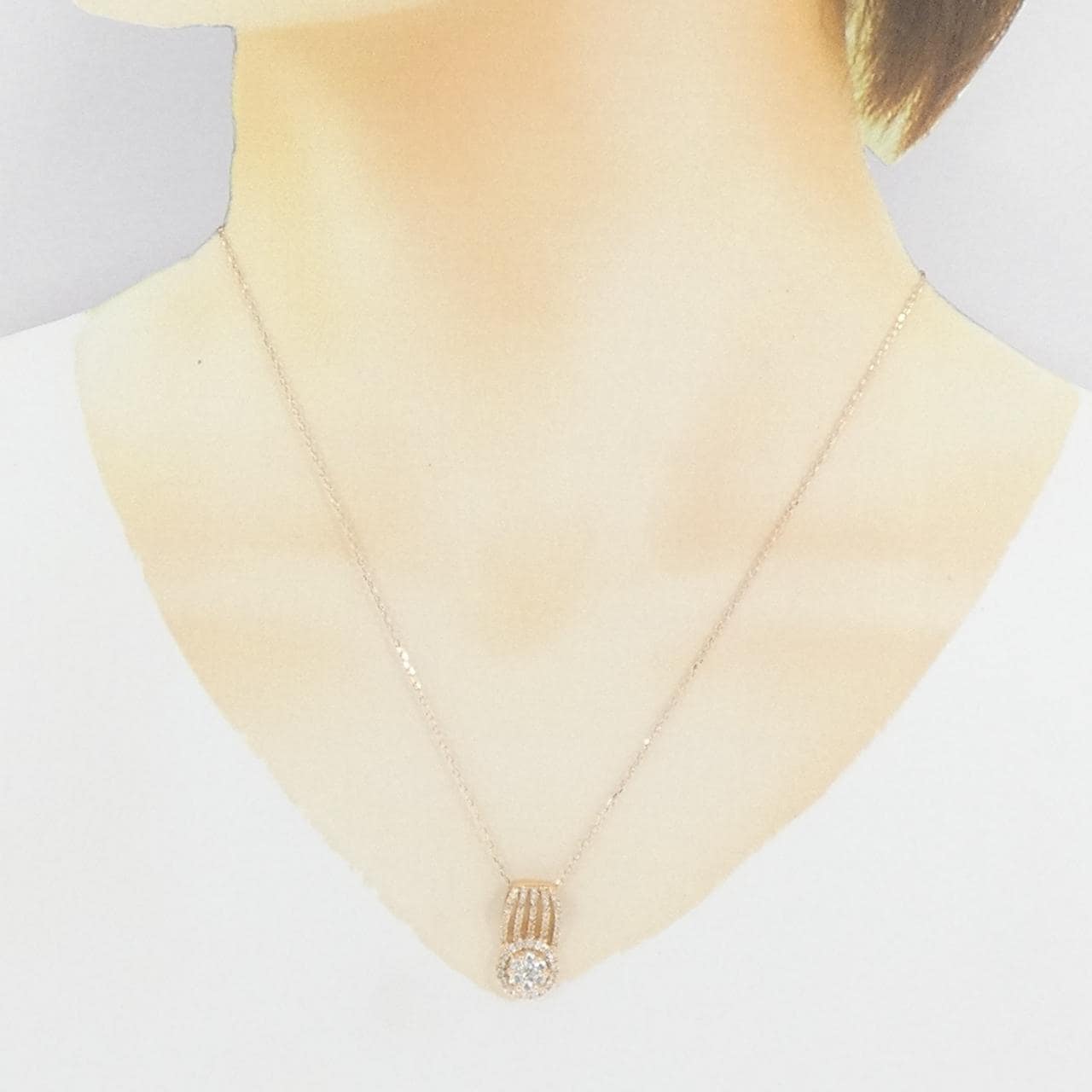 K18PG フラワー ダイヤモンド ネックレス 0.75CT