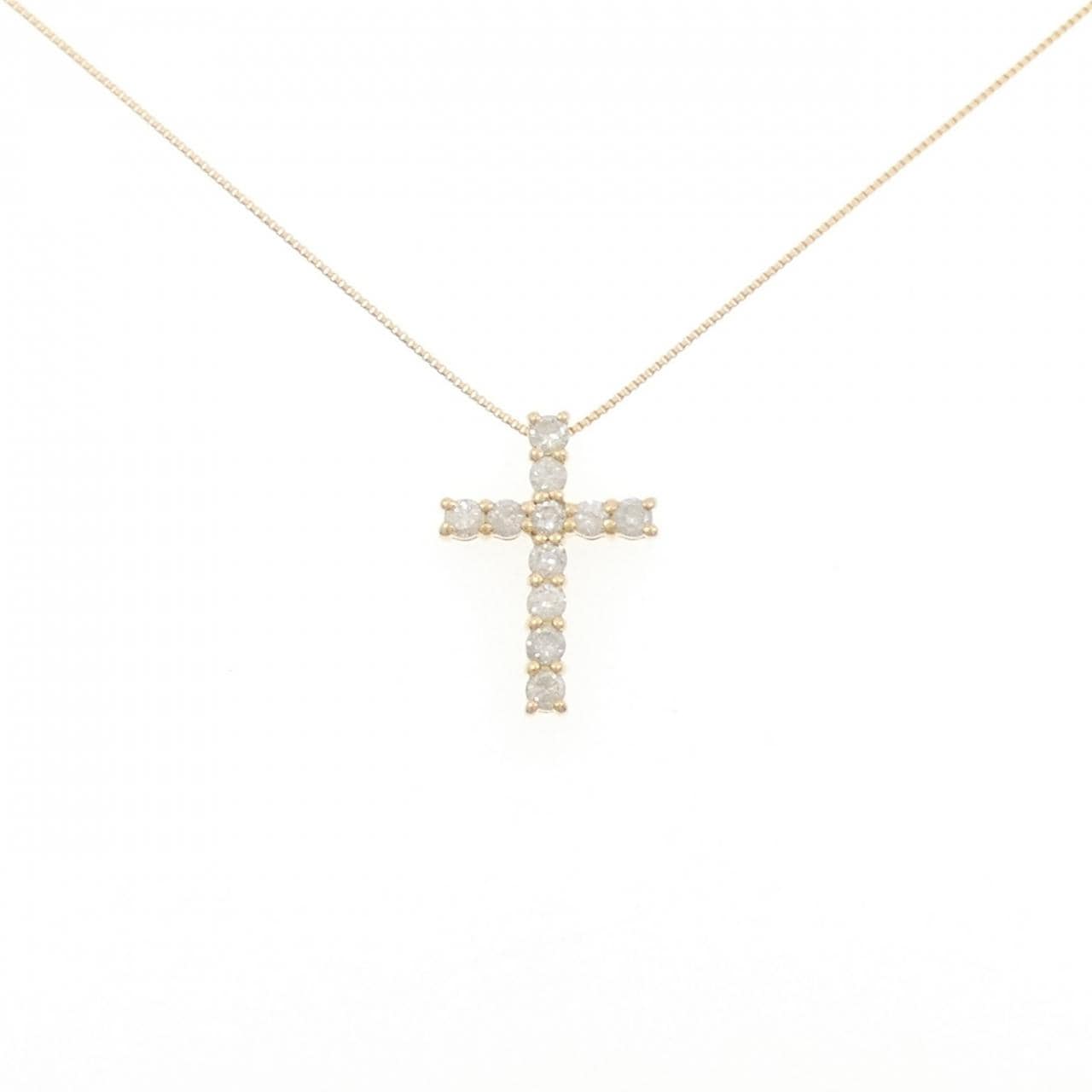 K18YG クロス ダイヤモンド ネックレス 0.50CT