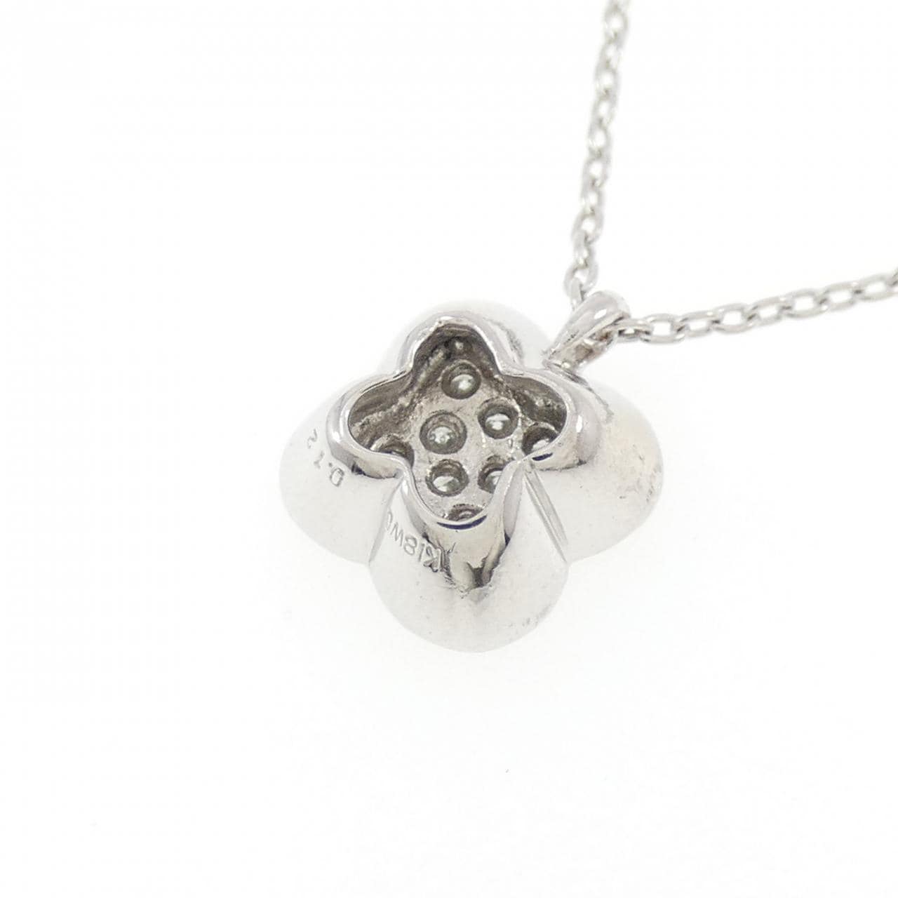 K18WG クローバー ダイヤモンド ネックレス 0.12CT
