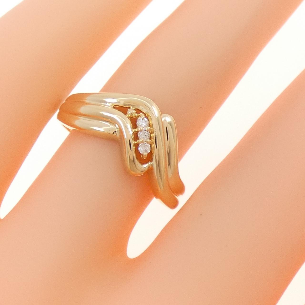 K18YG スリーストーン ダイヤモンド リング 0.03CT