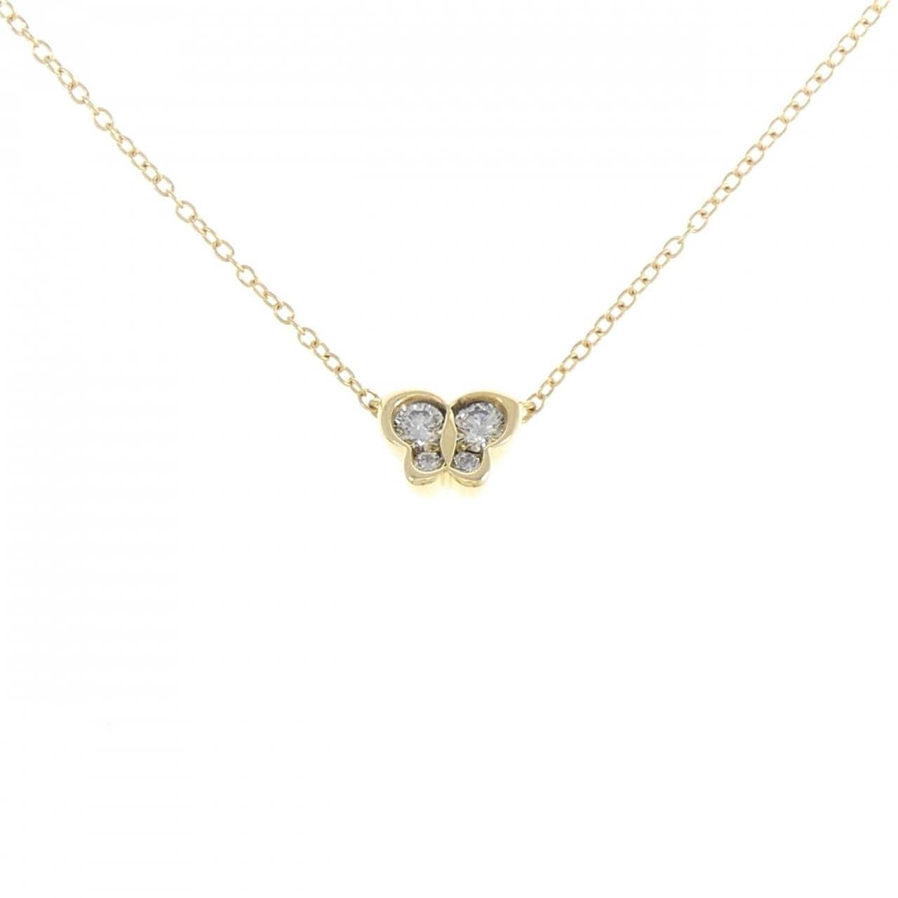 K18YG バタフライ ダイヤモンド ネックレス 0.16CT