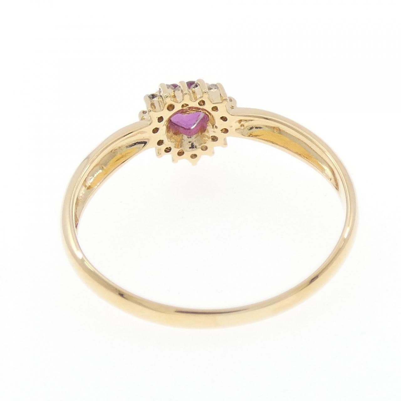 K18YG ハート ルビー リング