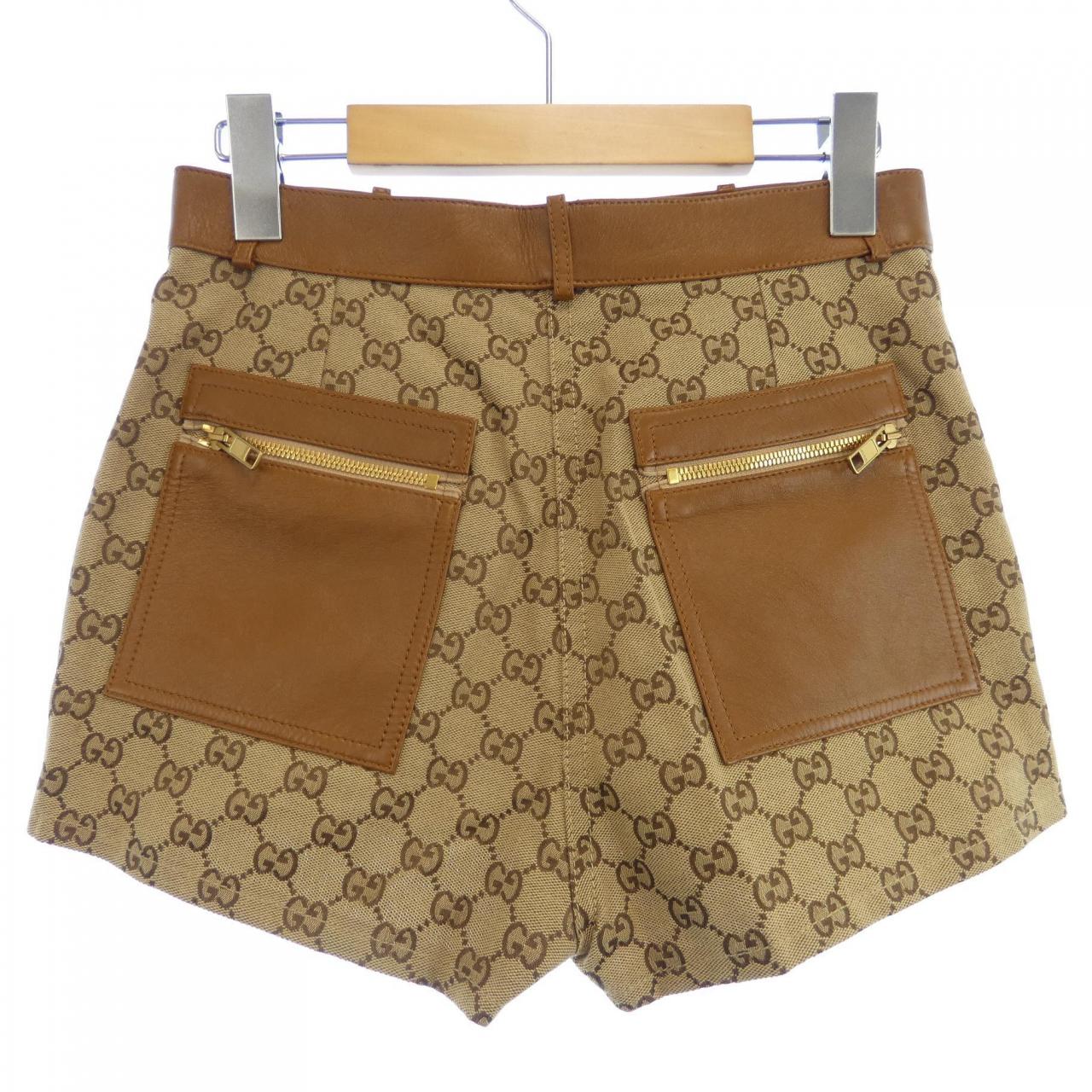 グッチ GUCCI レザー トリム GGキャンバス 681154 Z8AV7 ショートパンツ