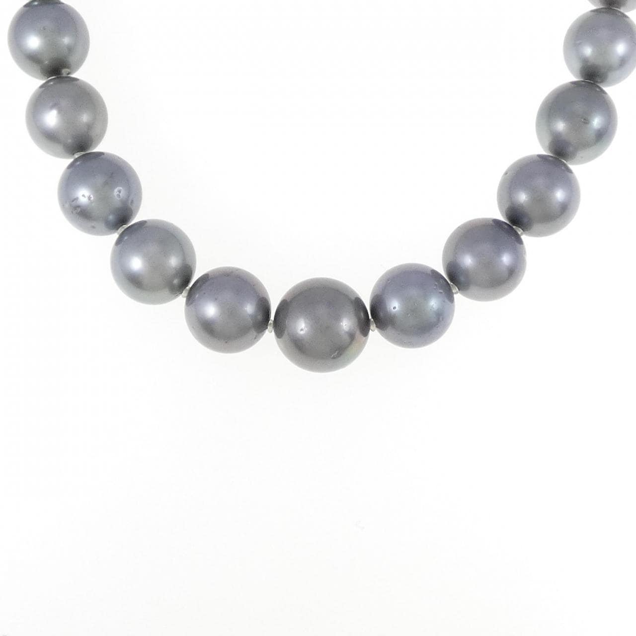 Silver clasp black pearl necklace 8-13mm