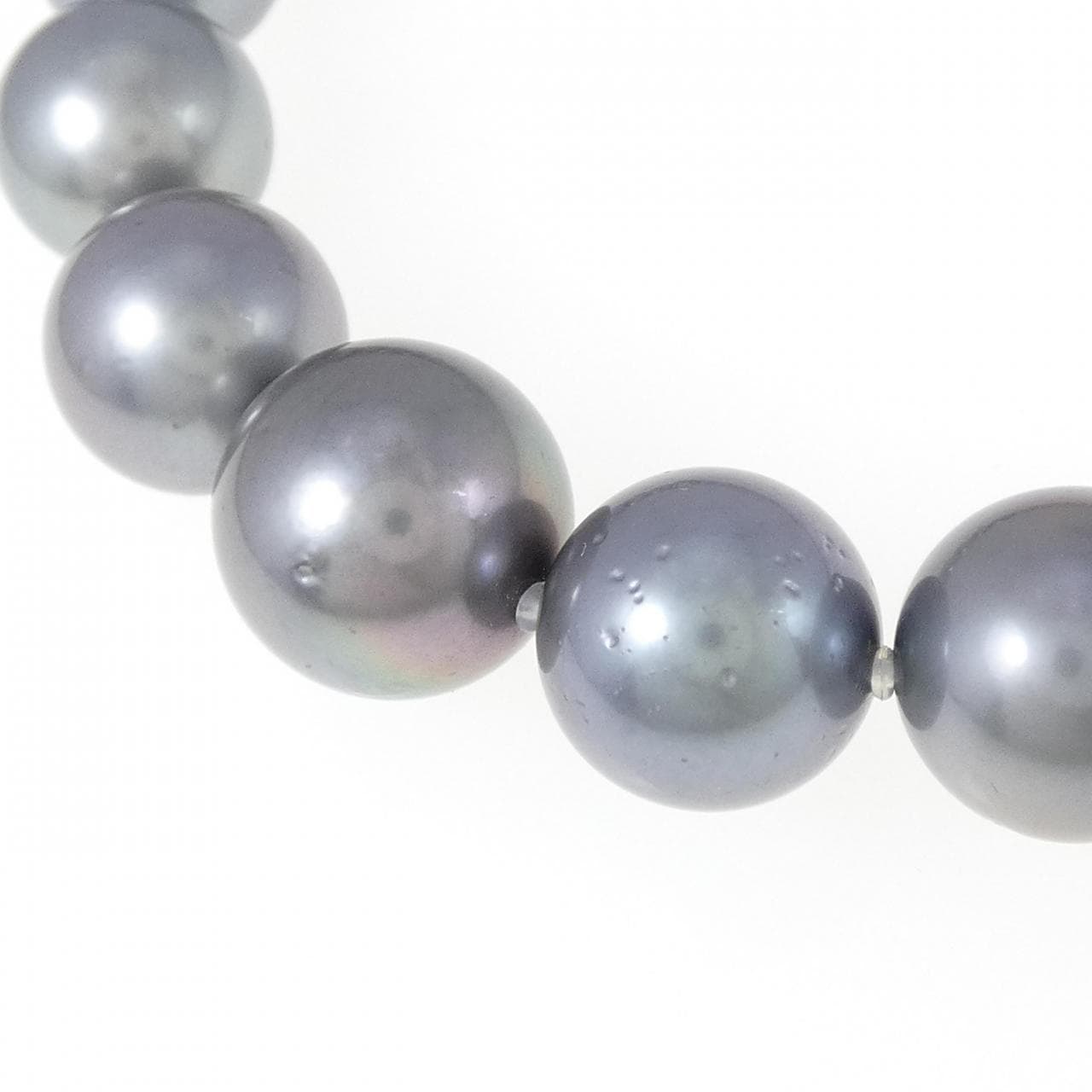 Silver clasp black pearl necklace 8-13mm