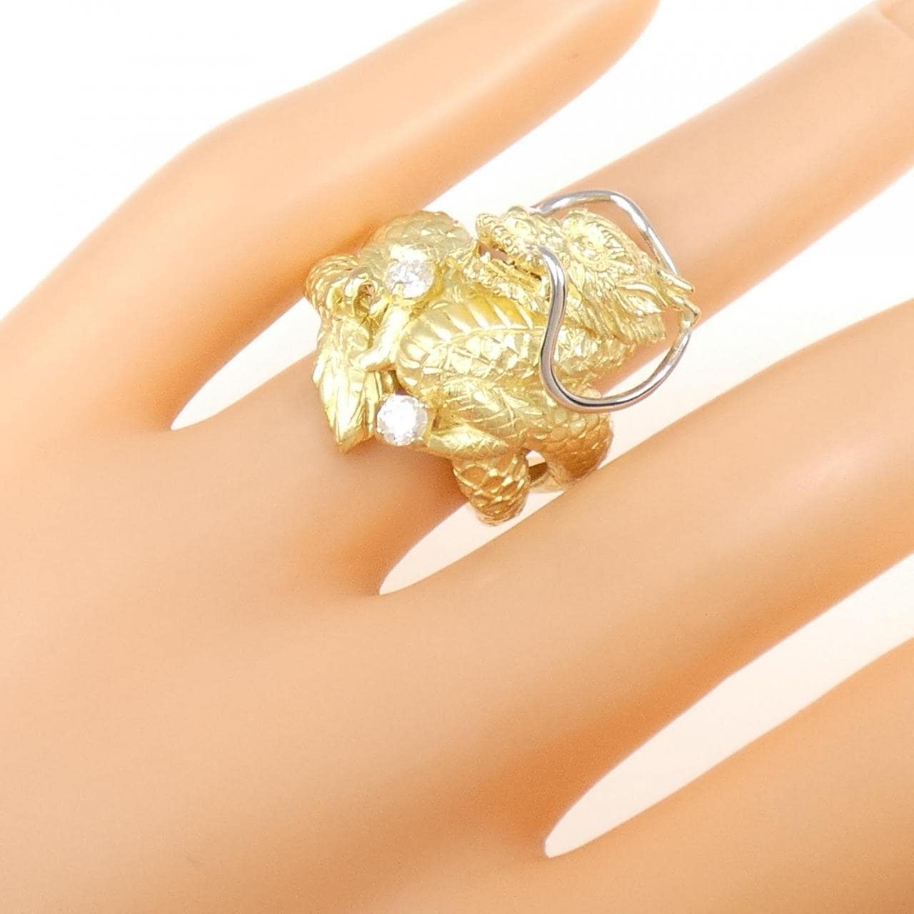 K18YG/PT 龍鑽石指 0.20CT