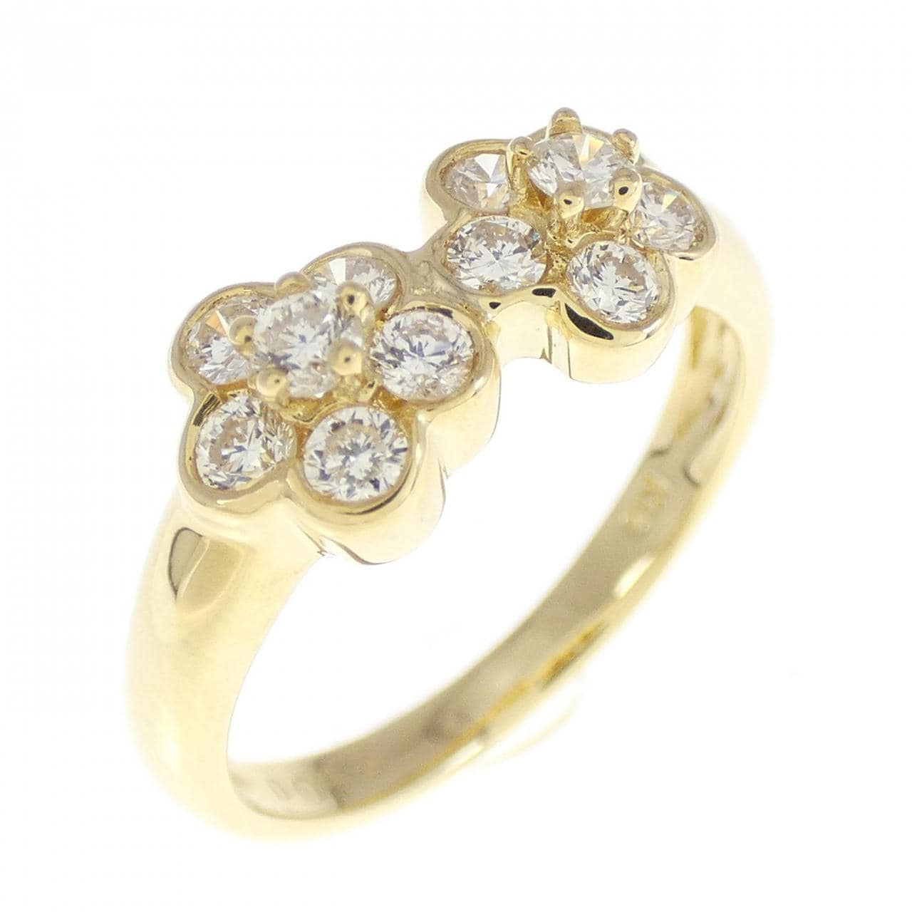 K18YG flower Diamond ring 0.43CT