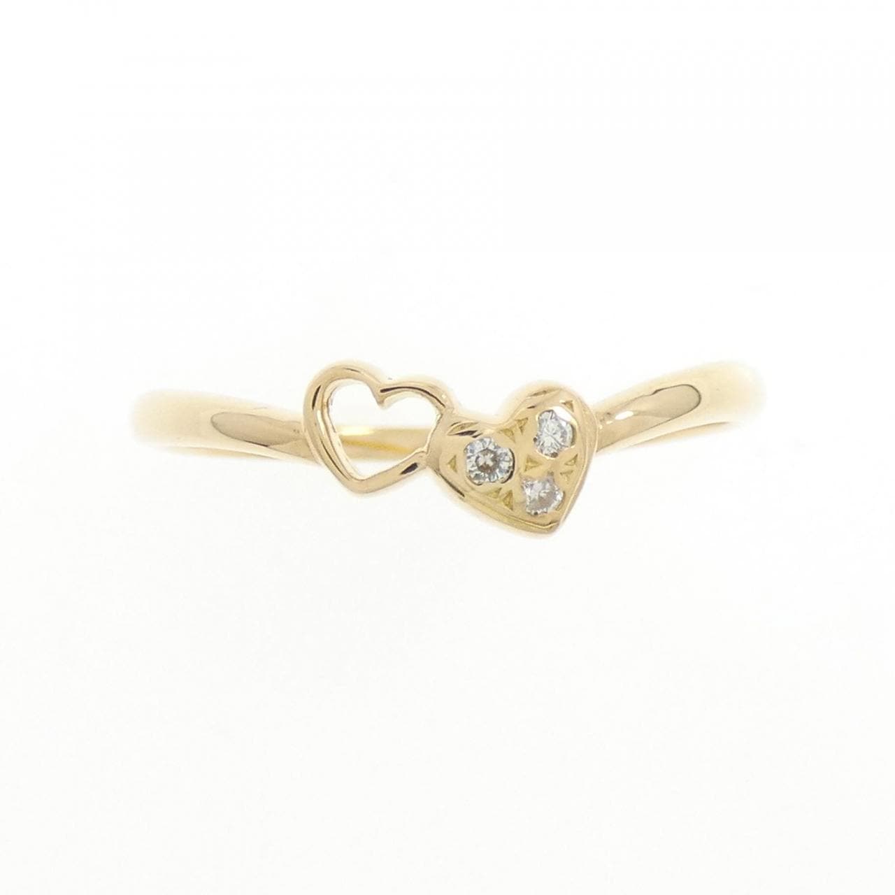 K18YG heart Diamond ring