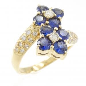 K18YG フラワー サファイヤ リング 0.86CT
