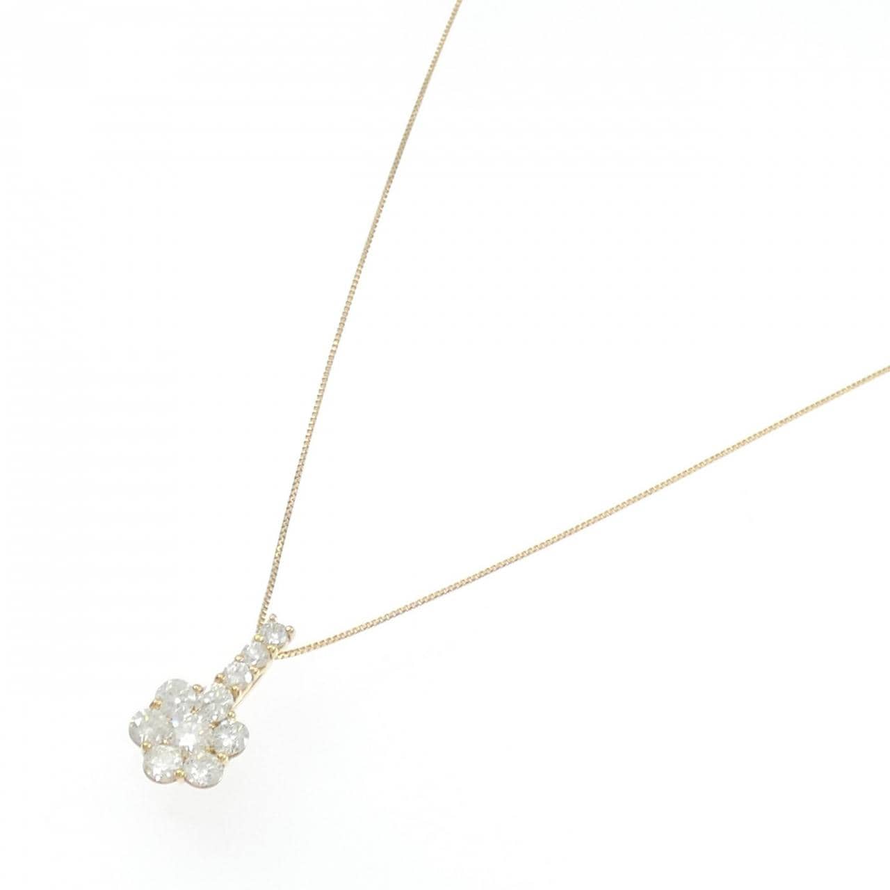 K18YG フラワー ダイヤモンド ネックレス 1.00CT