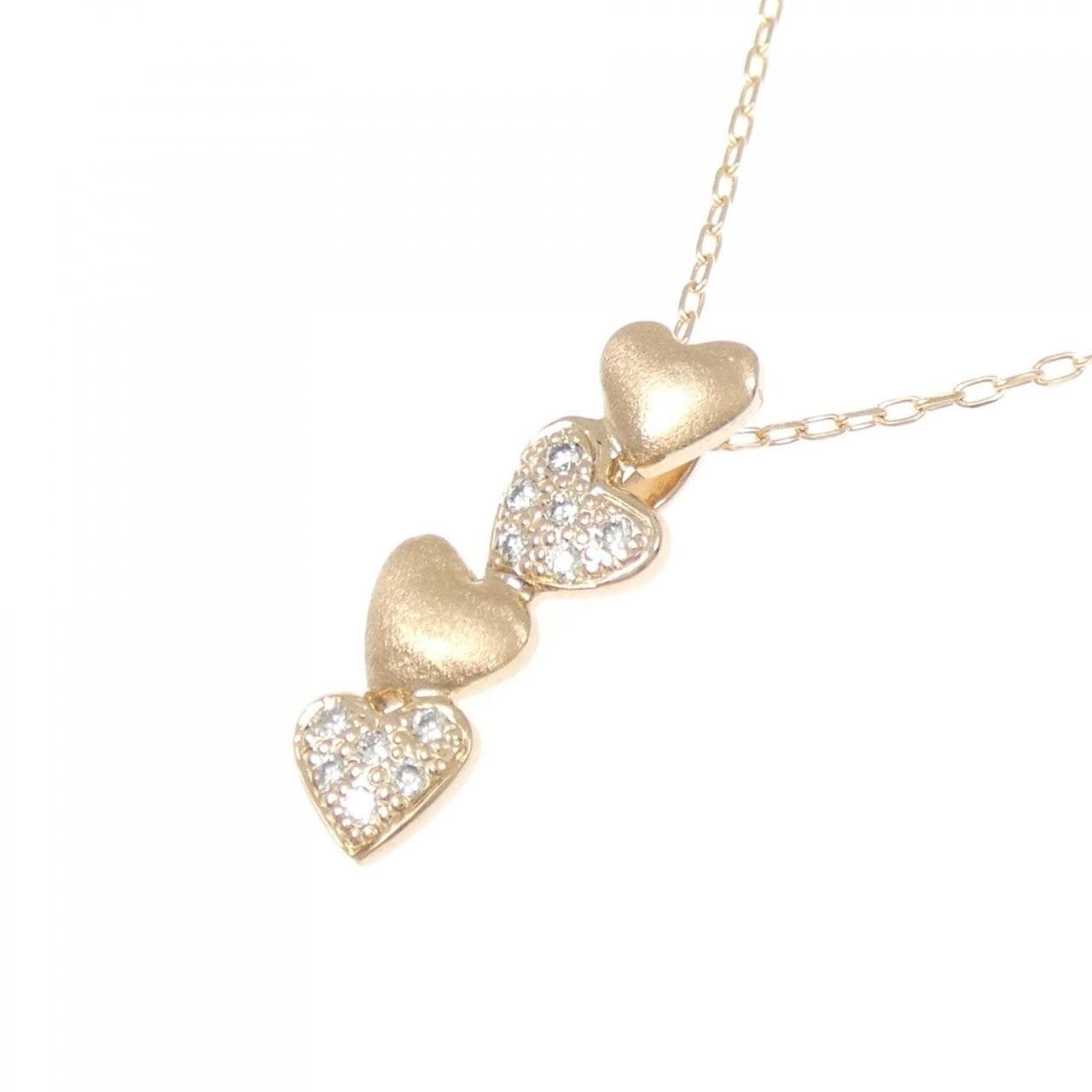 K18PG ハート ダイヤモンド ネックレス 0.10CT