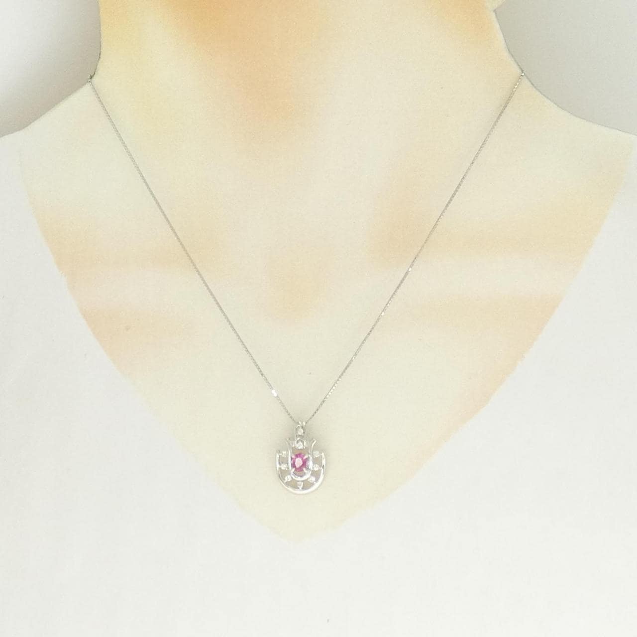 PT900/PT850 ルビー ネックレス 0.41CT