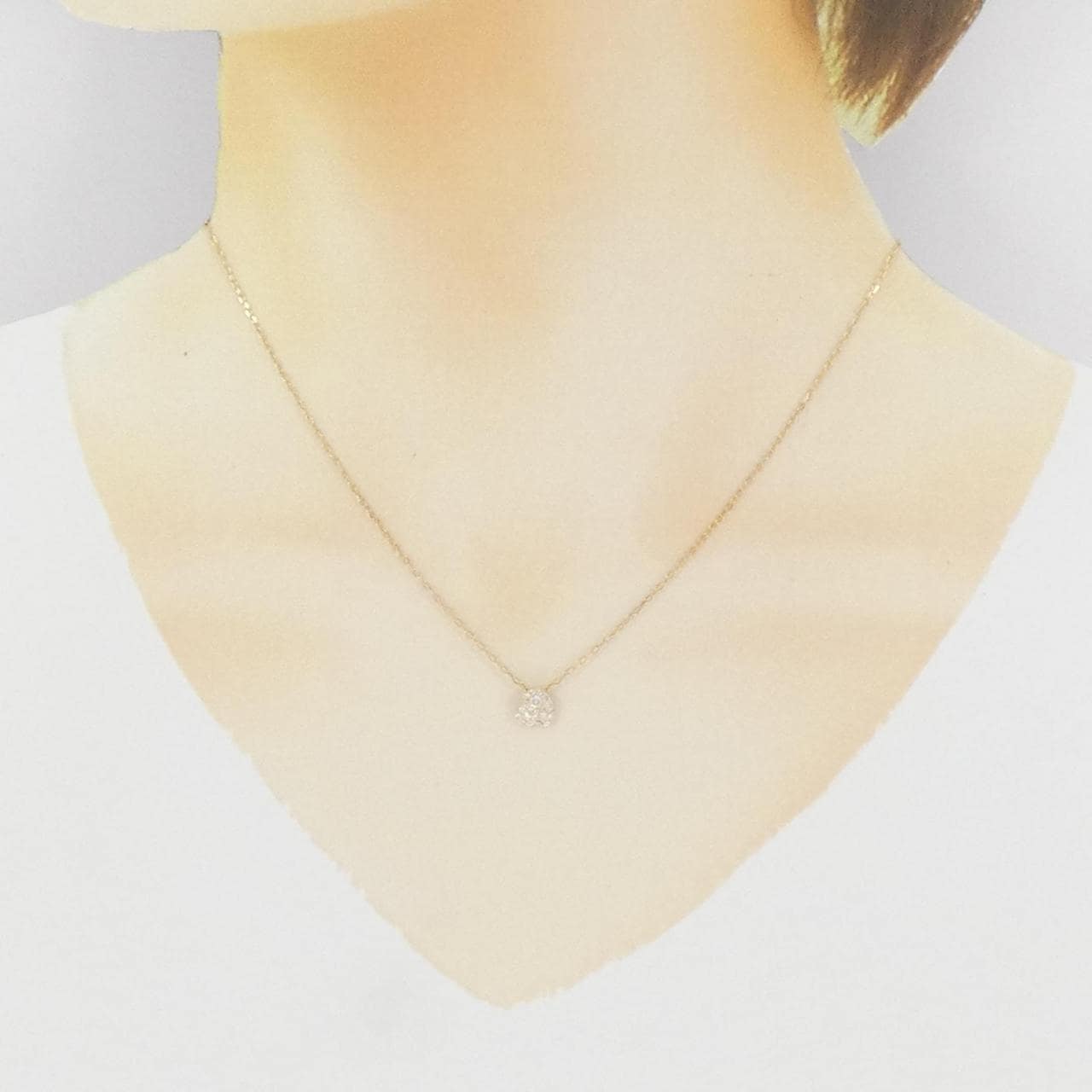 K18YG ハート パヴェ ダイヤモンド ネックレス 0.17CT