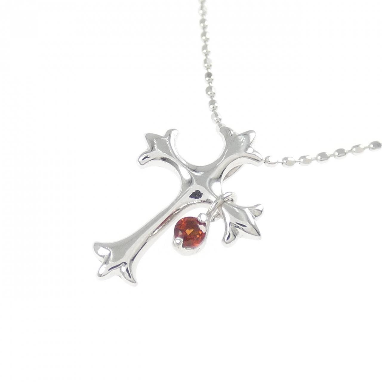 K18WG クロス ガーネット ネックレス