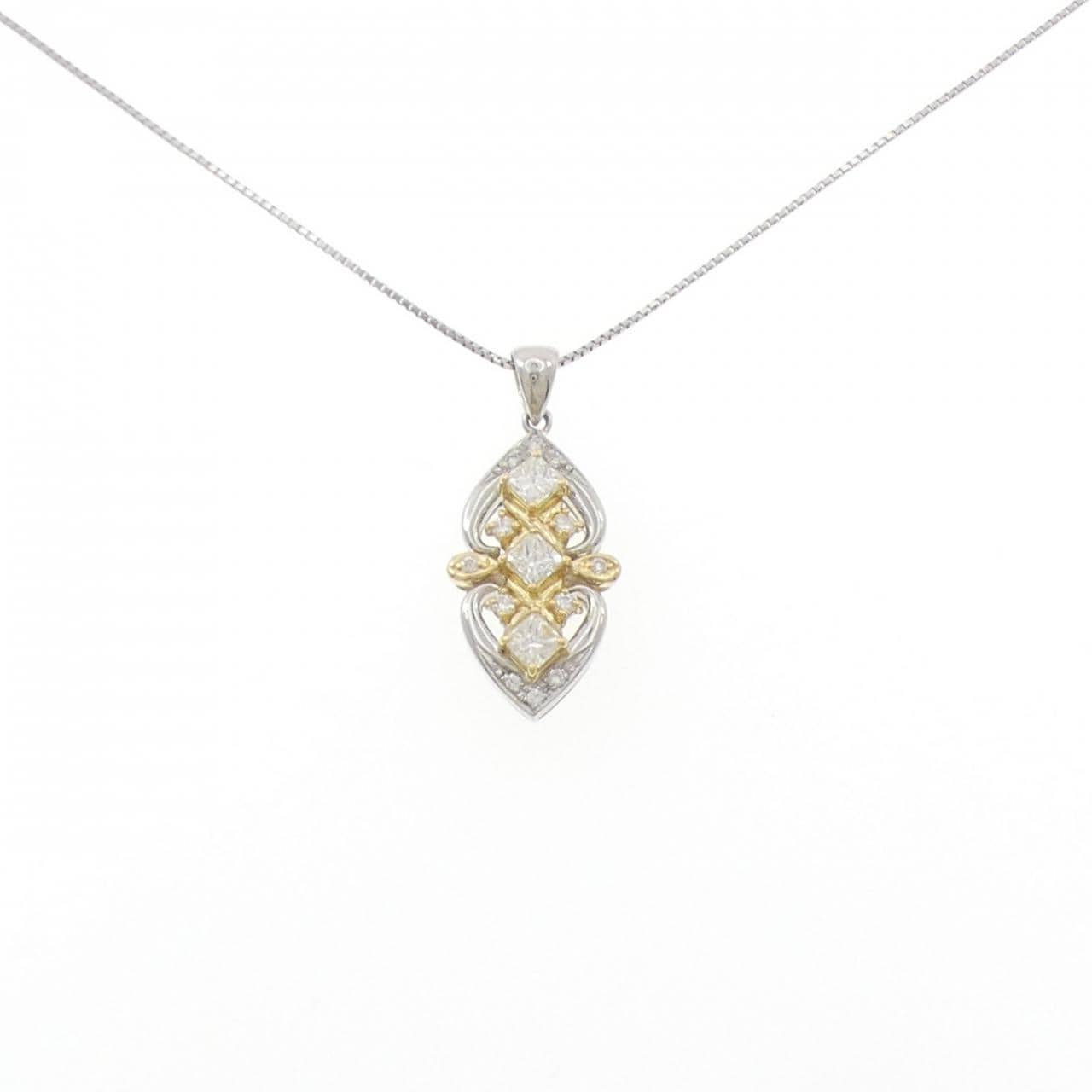 PT900/K18YG/PT850 ダイヤモンド ネックレス 0.65CT