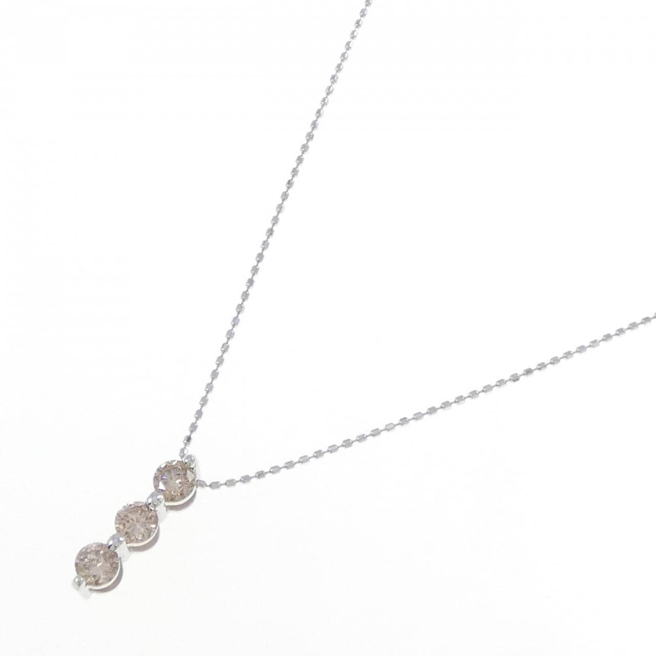K18WG スリーストーン ダイヤモンド ネックレス 0.5CT