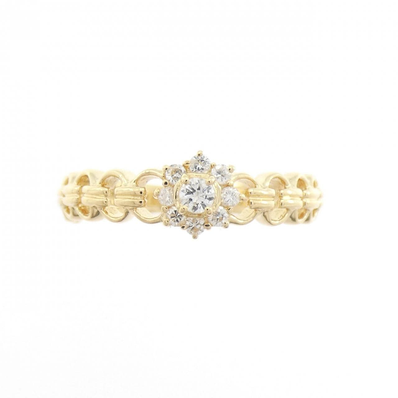 K18YG フラワー ダイヤモンド リング 0.13CT