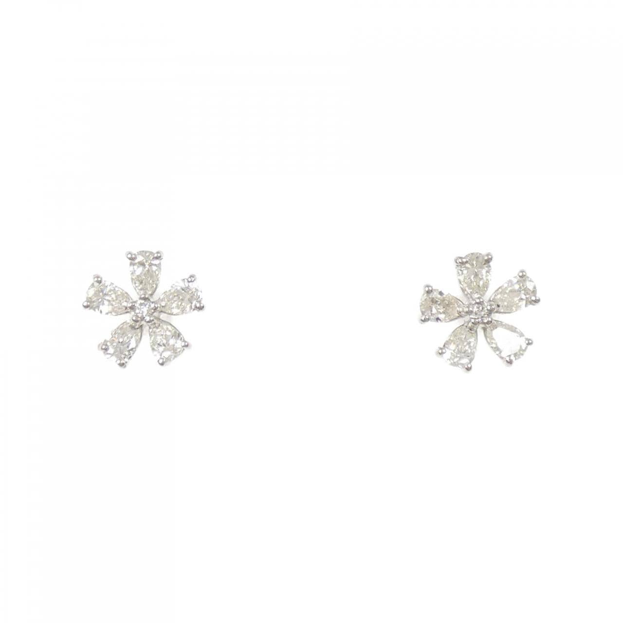 PT900 フラワー ダイヤモンド ピアス 0.50CT