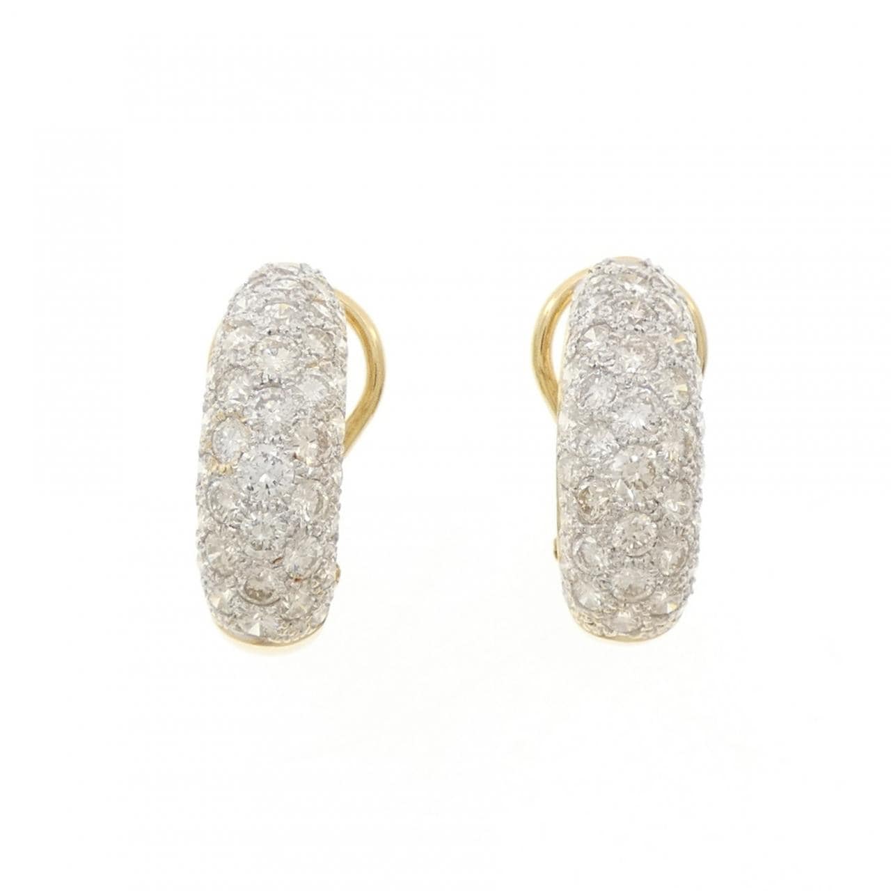 K18YG/K18WG パヴェ ダイヤモンド ピアス 3.24CT