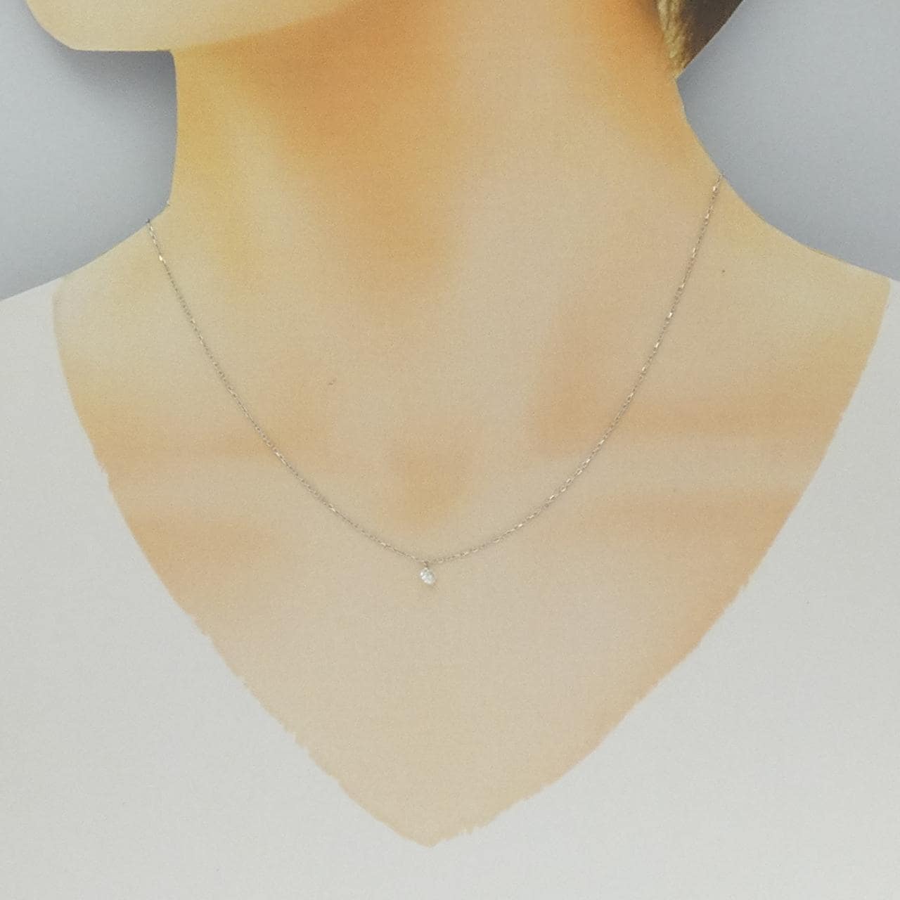 K18WG ソリティア ダイヤモンド ネックレス 0.15CT