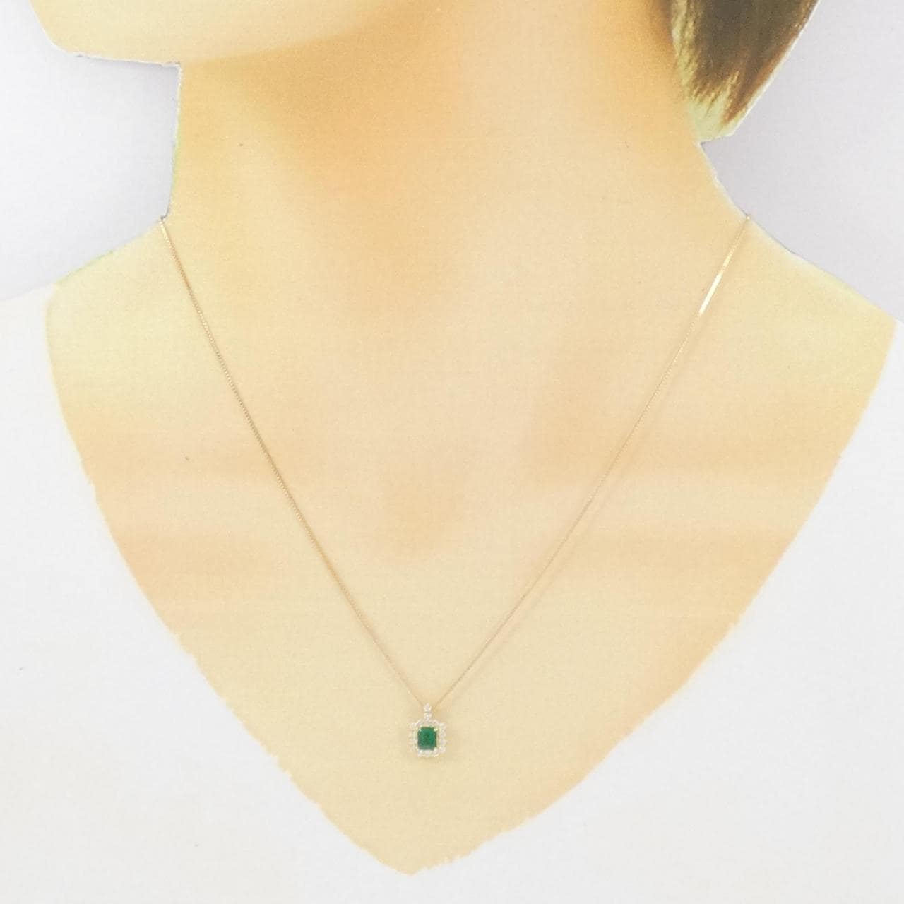 [BRAND NEW] K18YG Emerald Necklace 0.28CT