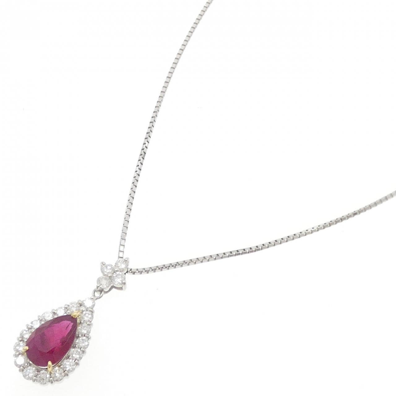 PT900/K18YG/PT850 ルビー ネックレス 2.238CT ビルマ産
